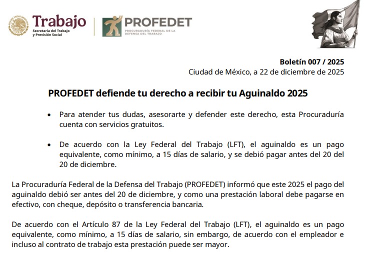 Profedet te respalda si no te pagaron el aguinaldo: así puedes exigirlo