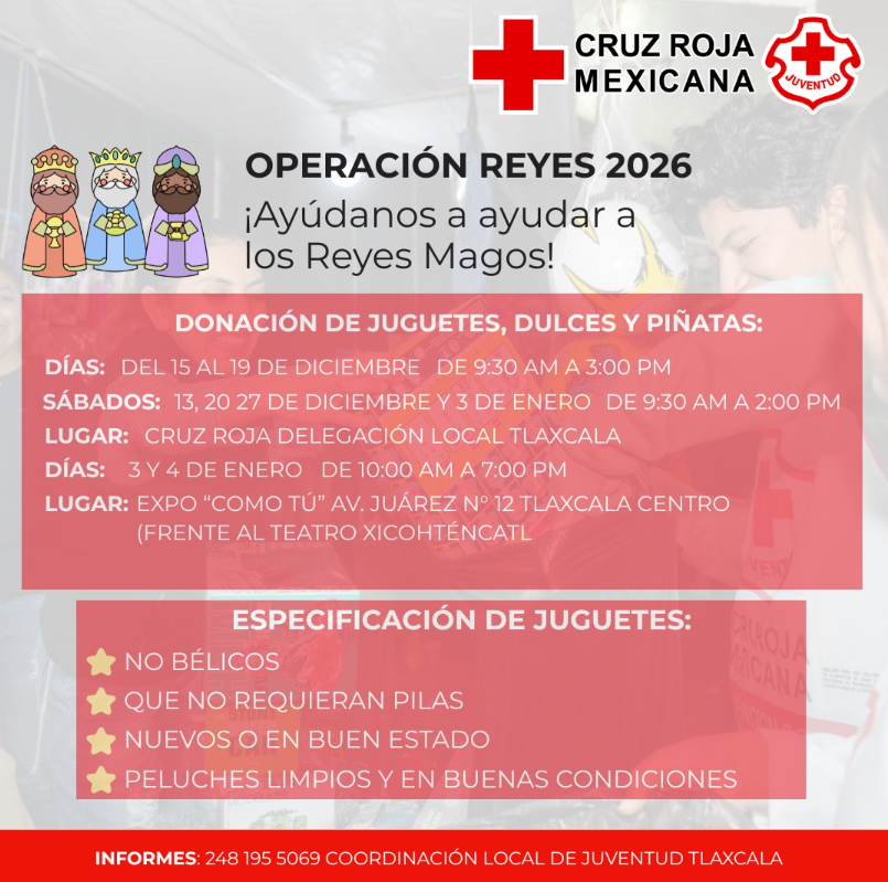 Cruz Roja Tlaxcala lanza Operación Reyes 2026 para llevar alegría a la niñez