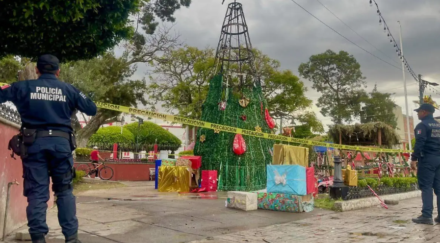 Incendio sorprende en Navidad: árbol monumental de Mazatecochco se quema