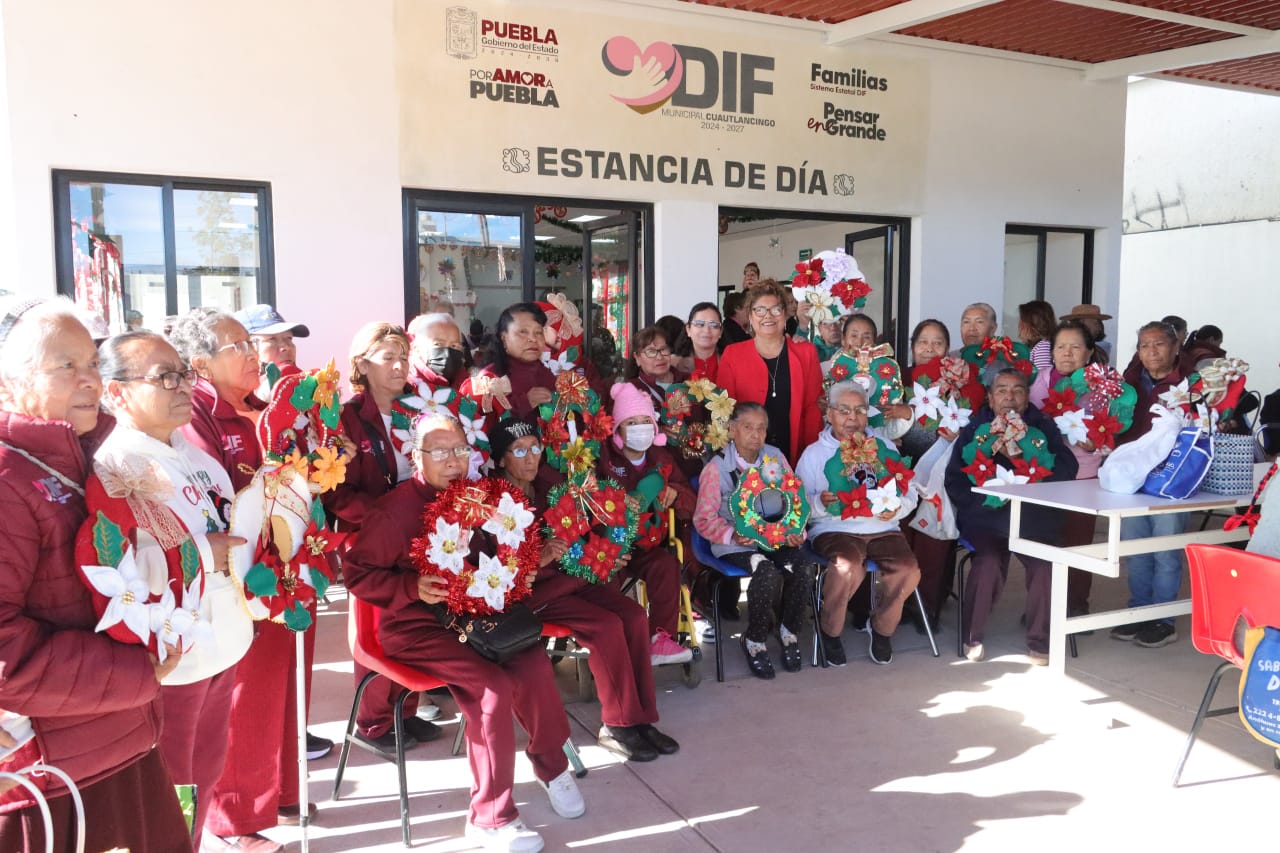 Tere Alfaro festeja fin de año con adultos mayores de las Estancias de Día de Cuautlancingo 