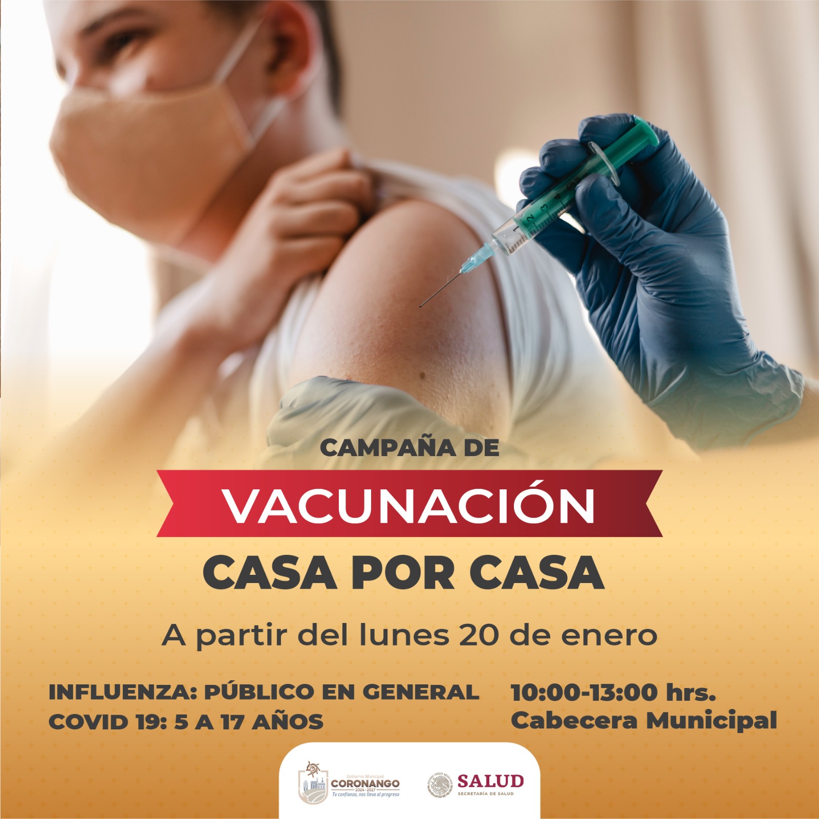 El municipio de Coronango te invita la jornada de vacunación contra la Influenza y el COVID-19