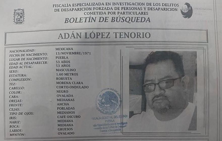 Adán López Tenorio encontrado sin vida en Puebla tras ser reportado desaparecido