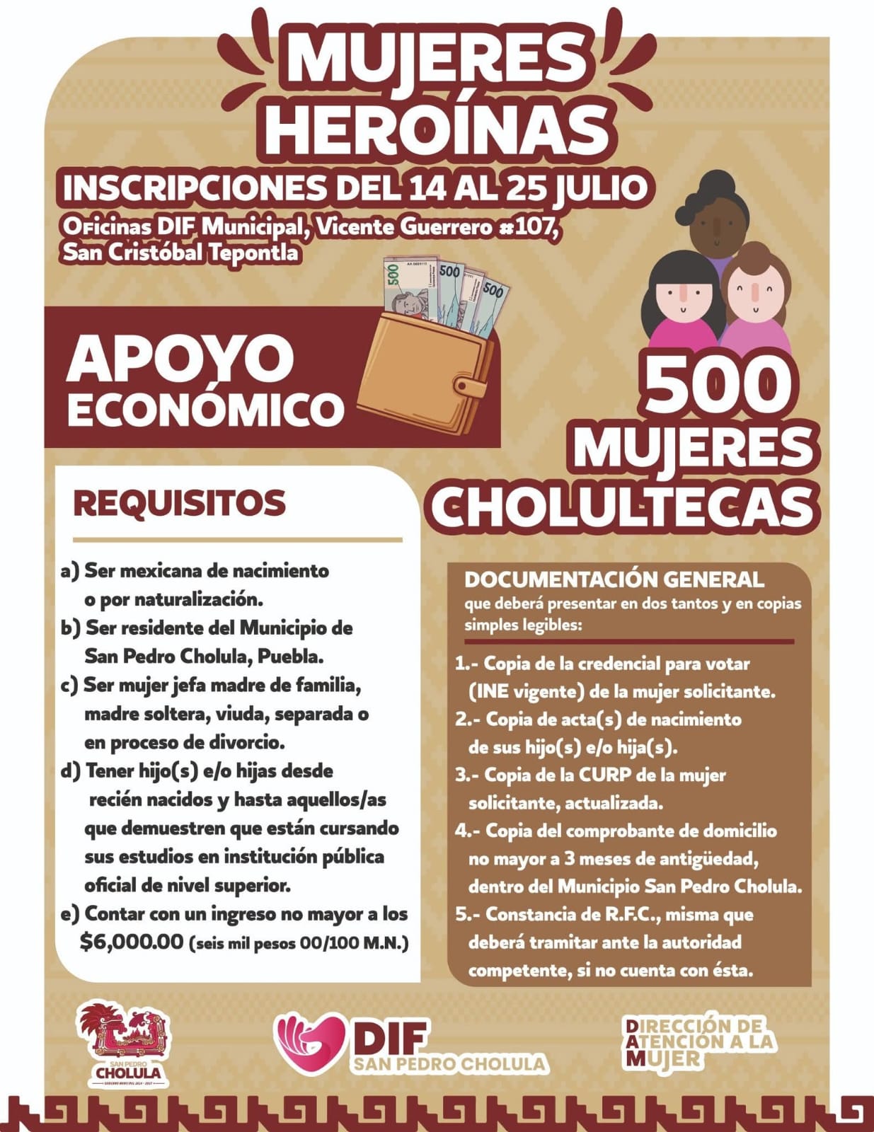 Reconocen a jefas de familia con apoyo económico en San Pedro Cholula
