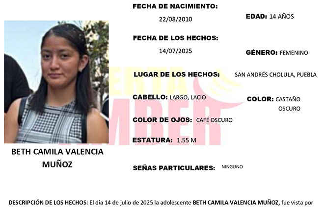 Desaparece adolescente de Lomas de Angelópolis, activan Alerta Amber 