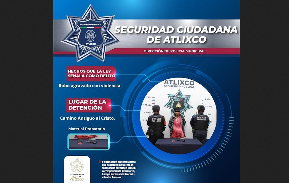 Detienen a joven armado tras asalto en la carretera Puebla-Izúcar