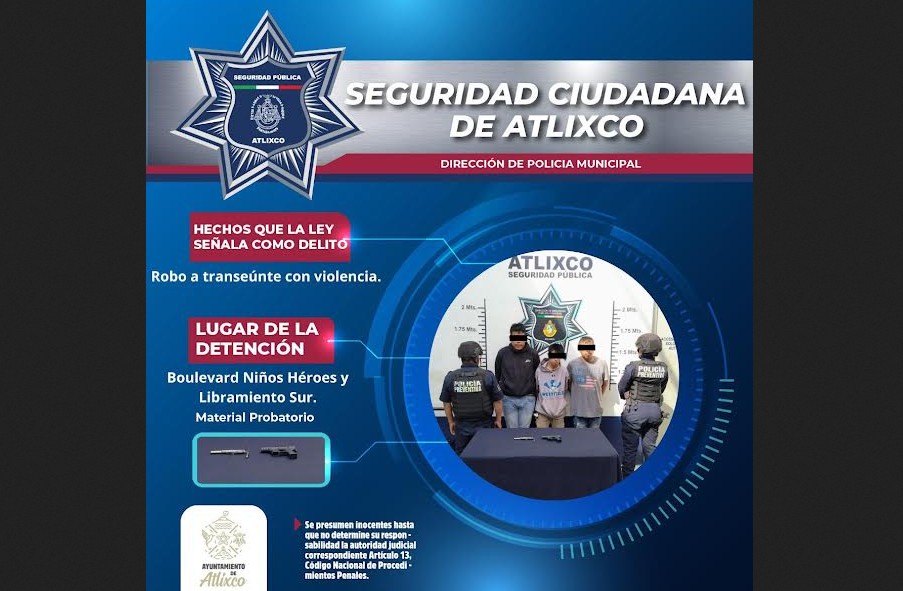 Rápida intervención policial frustra robo con violencia en Atlixco