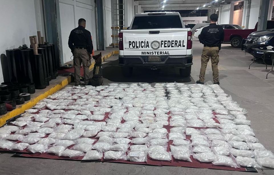 Aseguran 138 kilos de metanfetamina en paquetería de Hermosillo