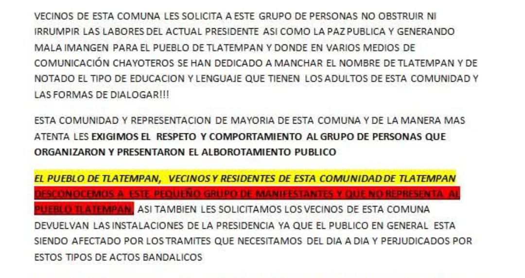Habitantes de Tlatempan defienden a su presidente y rechazan protestas
