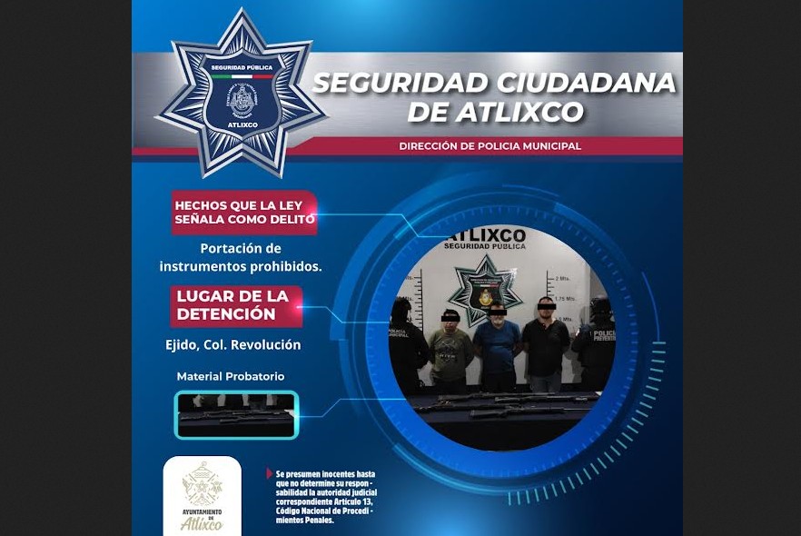 Detienen a tres hombres armados cerca de la Presa Revolución