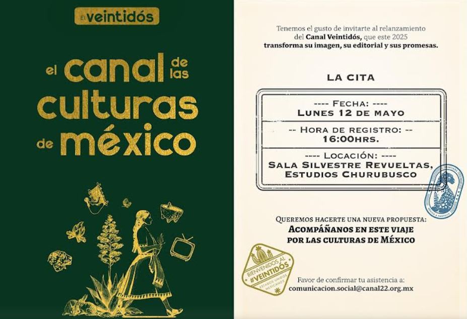 Canal Veintidós lanza imagen renovada y estrenos culturales este 12 de mayo
