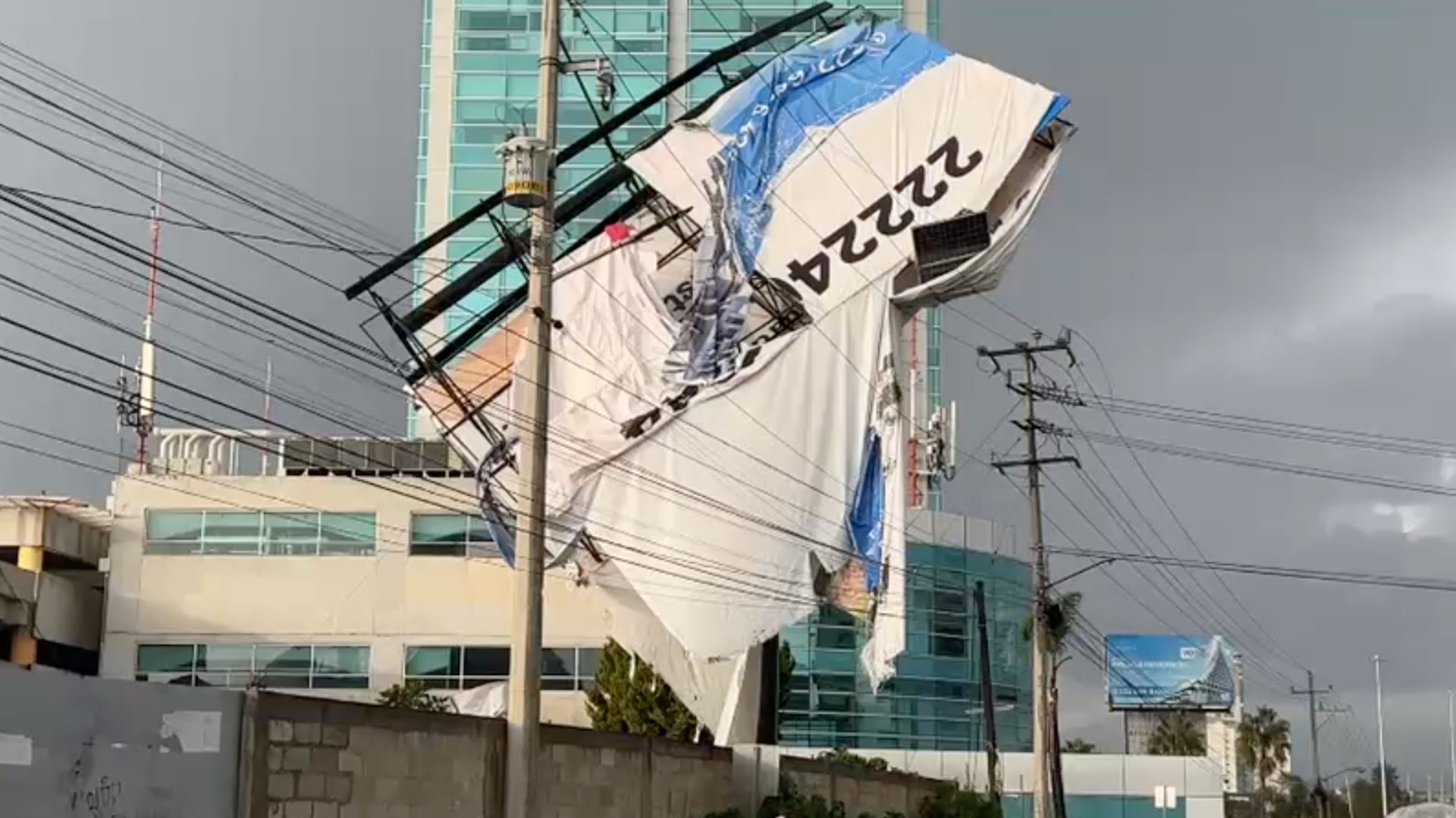 Rachas de viento provocan caída de árboles y daños en espectaculares en Puebla capital