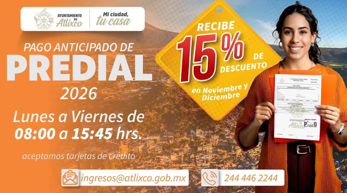 Descuento del 15% por pago anticipado del Predial 2026