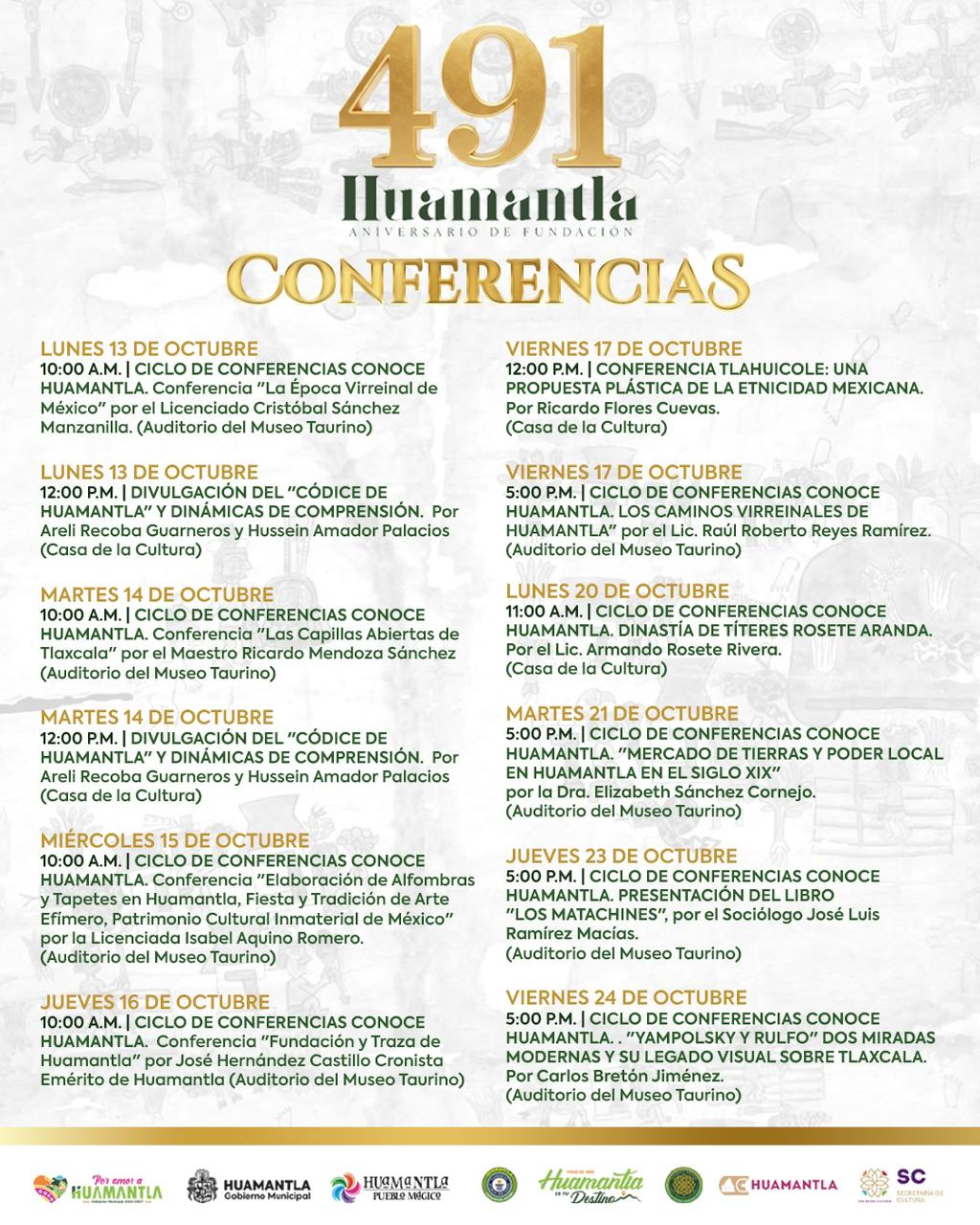 Huamantla celebra 491 años con conferencias sobre historia y cultura