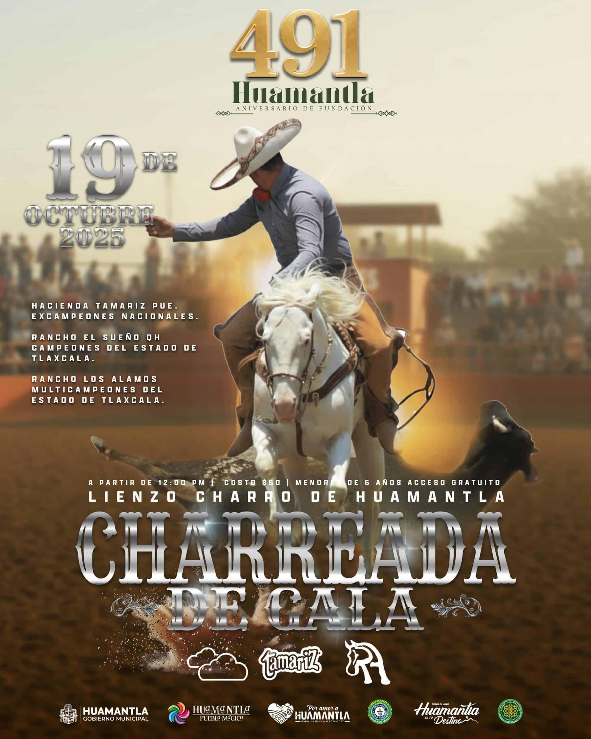 Vive la Charreada de Gala en Huamantla por su 491 aniversario