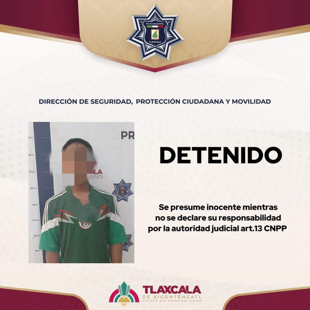 Policía de Tlaxcala detiene a hombre por intento de robo en plaza