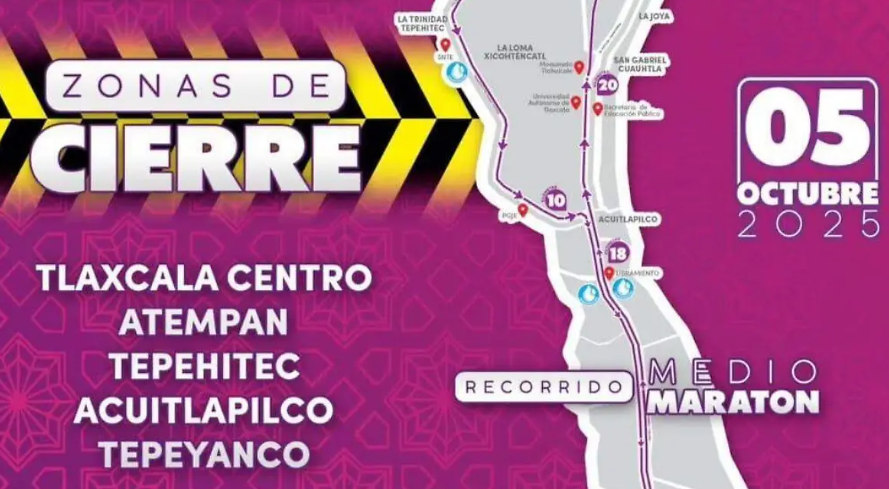 Medio Maratón Tlaxcallan 500 Años: conoce cierres y ruta del domingo