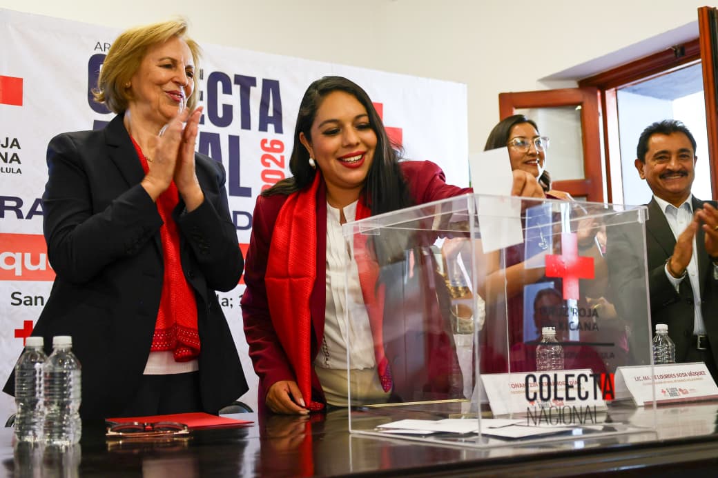 Desde San Pedro Cholula, Tonantzin Fernández da inicio a la Colecta Anual de la Cruz Roja