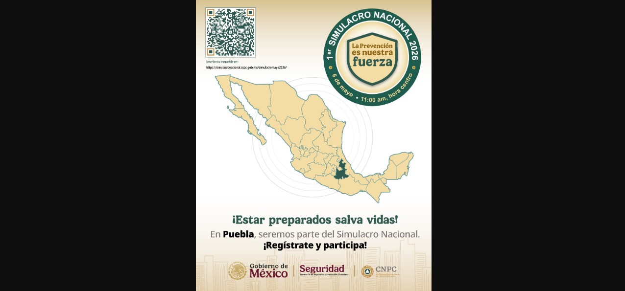Puebla llama a participar en el Simulacro Nacional 2026