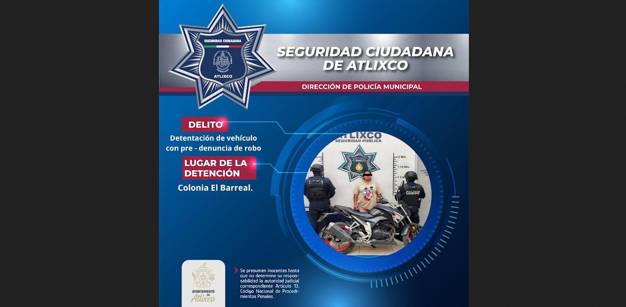 Movilización en Atlixco deja vehículo asegurado