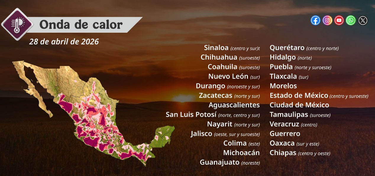 México enfrenta calor intenso este 28 de abril y el pronóstico pide precaución