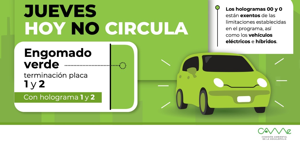 Autos circulando en avenida de CDMX durante aplicación del programa Hoy No Circula