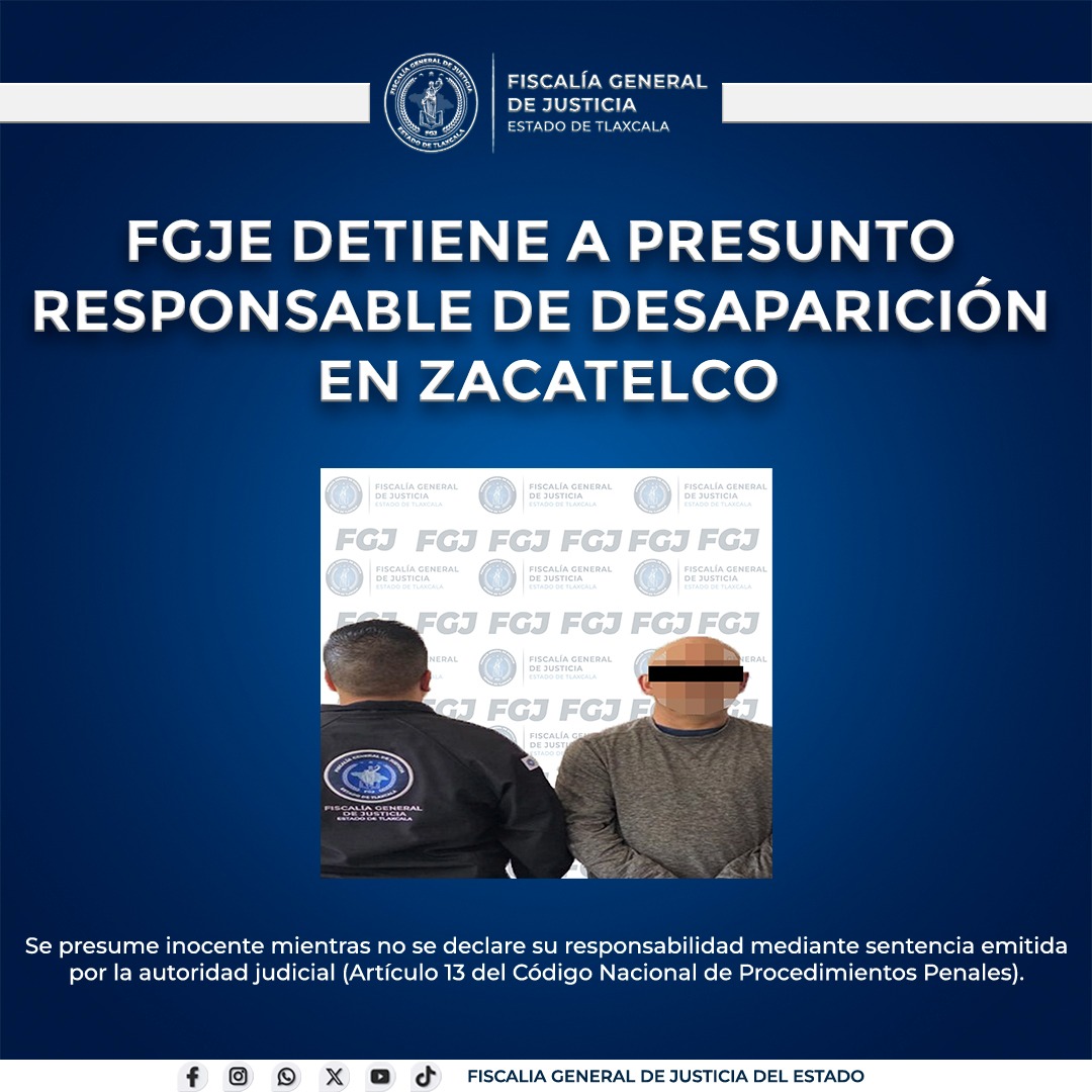 Capturan en Zacatelco a presunto implicado en desaparición tras operativo de inteligencia