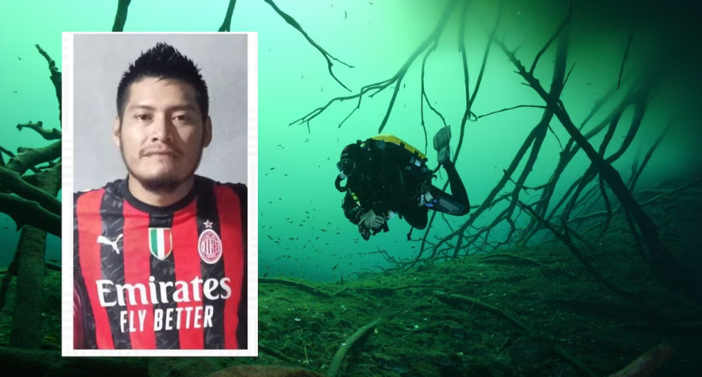 Rescatistas durante la búsqueda de un pescador en un cenote de Veracruz