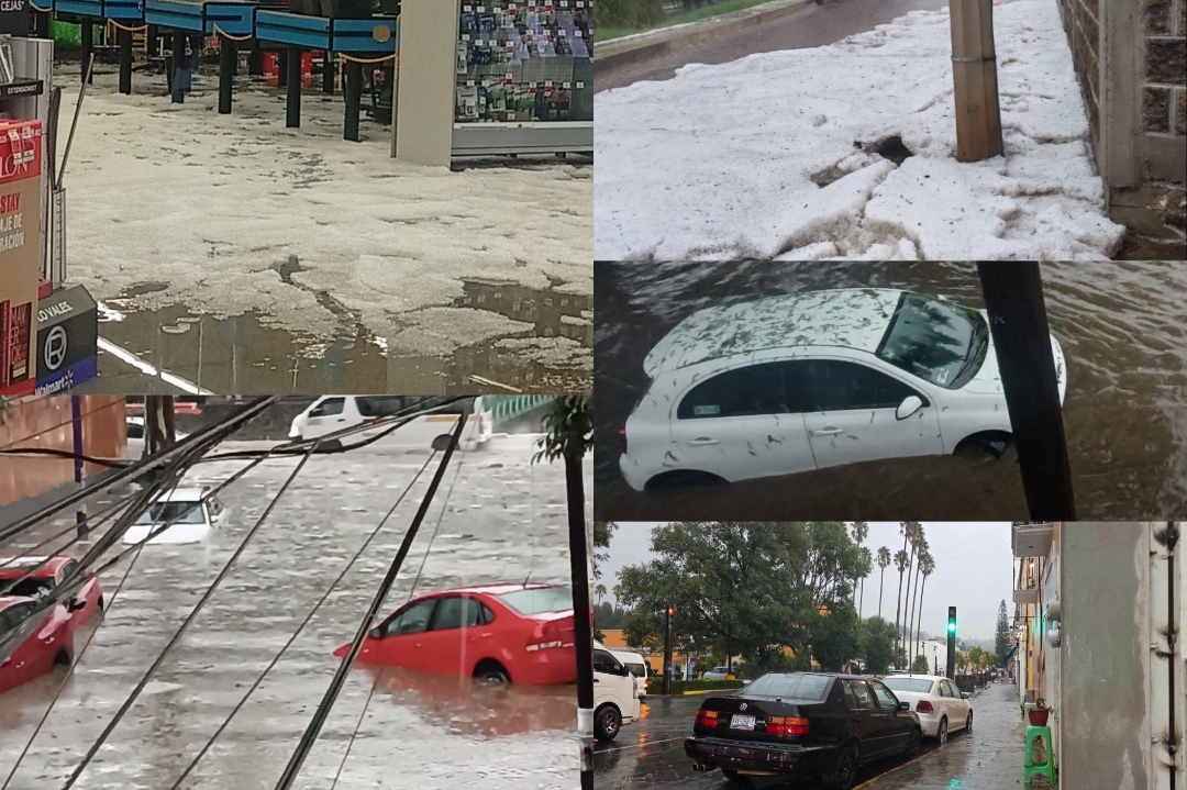 Granizada provoca derrumbe en escuela, caída de árboles y caos vial en la capital de Tlaxcala