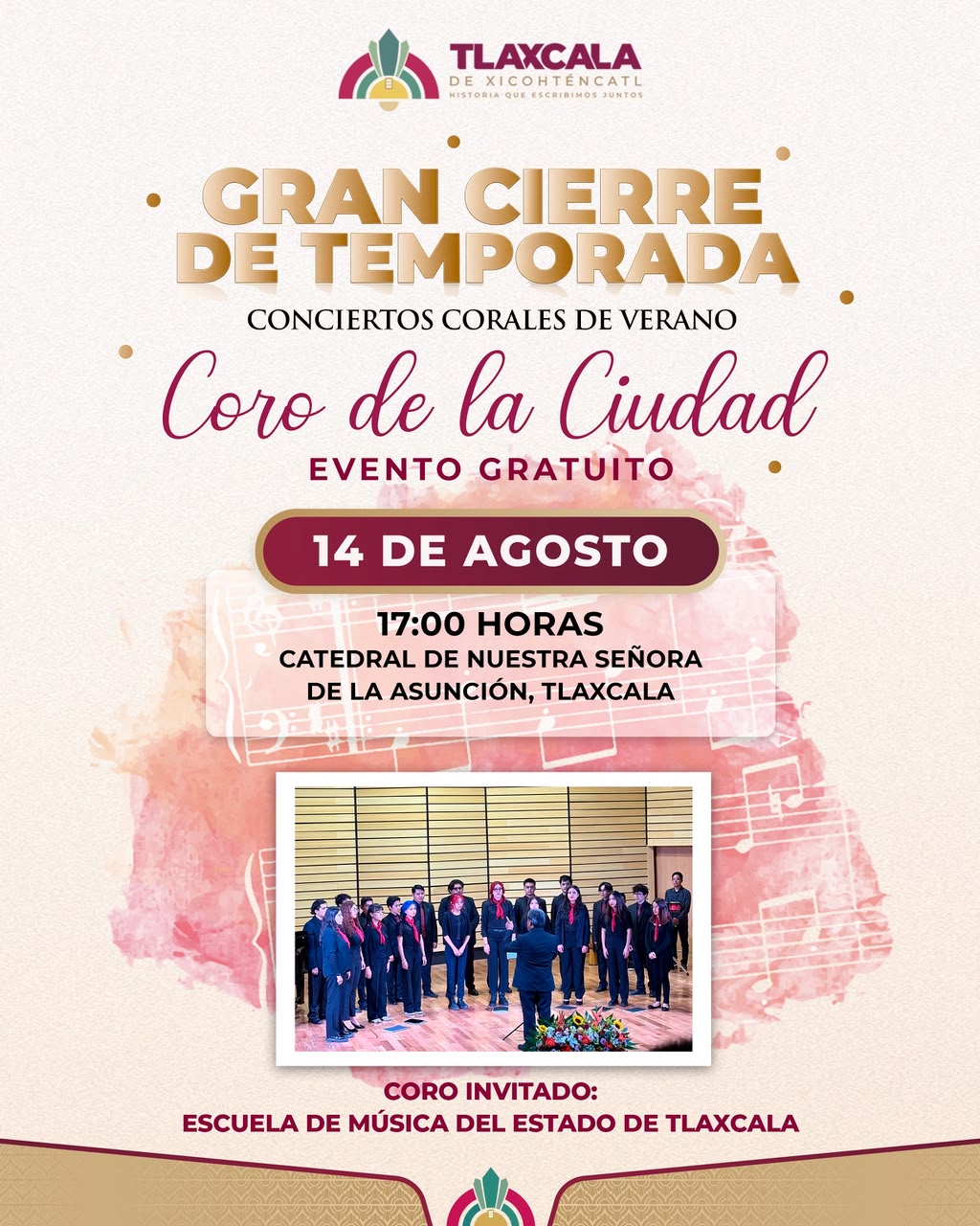 Coro de la Ciudad de Tlaxcala durante concierto en la Catedral.