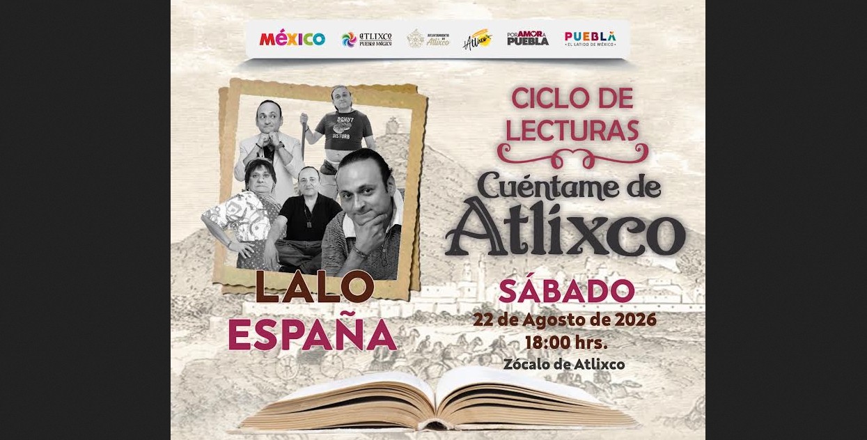 Lalo España participará en una lectura en el Zócalo de Atlixco