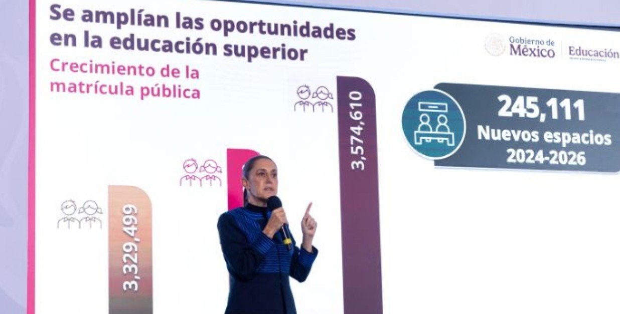 Claudia Sheinbaum durante una conferencia matutina.