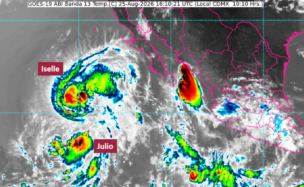 Tormentas tropicales Julio e Iselle en el océano Pacífico