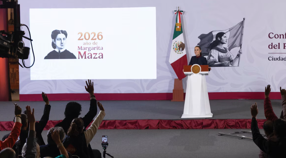 Claudia Sheinbaum durante su conferencia mañanera en Palacio Nacional.