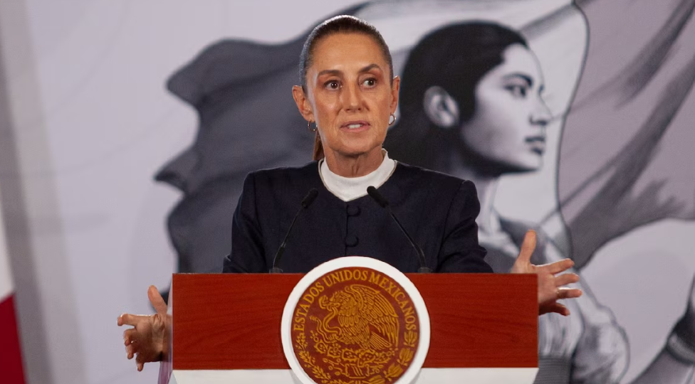 Claudia Sheinbaum durante una conferencia en Palacio Nacional.