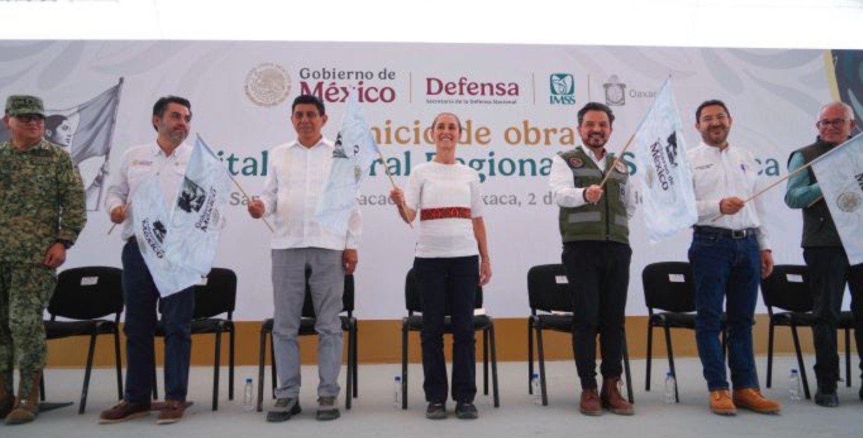 Claudia Sheinbaum durante el inicio de obras del Hospital Regional del IMSS en Oaxaca.
