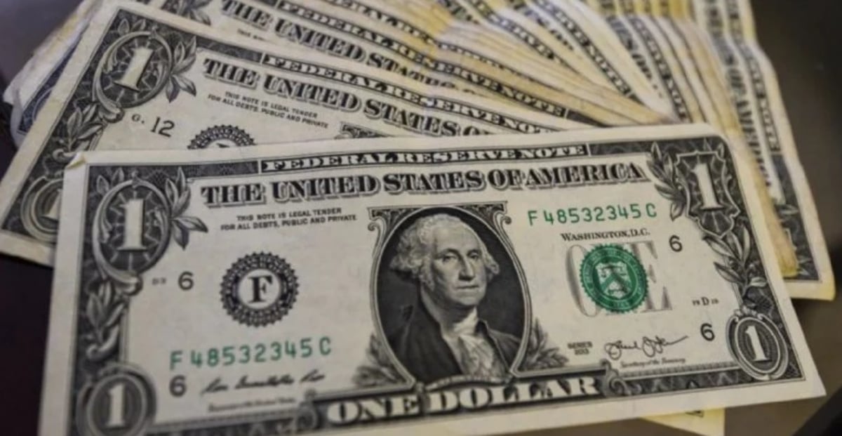 Billetes de dólares junto a pesos mexicanos.