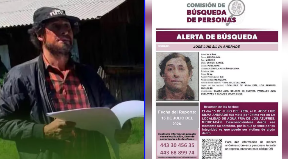 José Luis Silva Andrade, defensor ambiental desaparecido en Michoacán.
