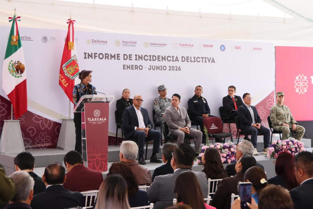 Gobernadora presenta informe estatal de seguridad en Tlaxcala.