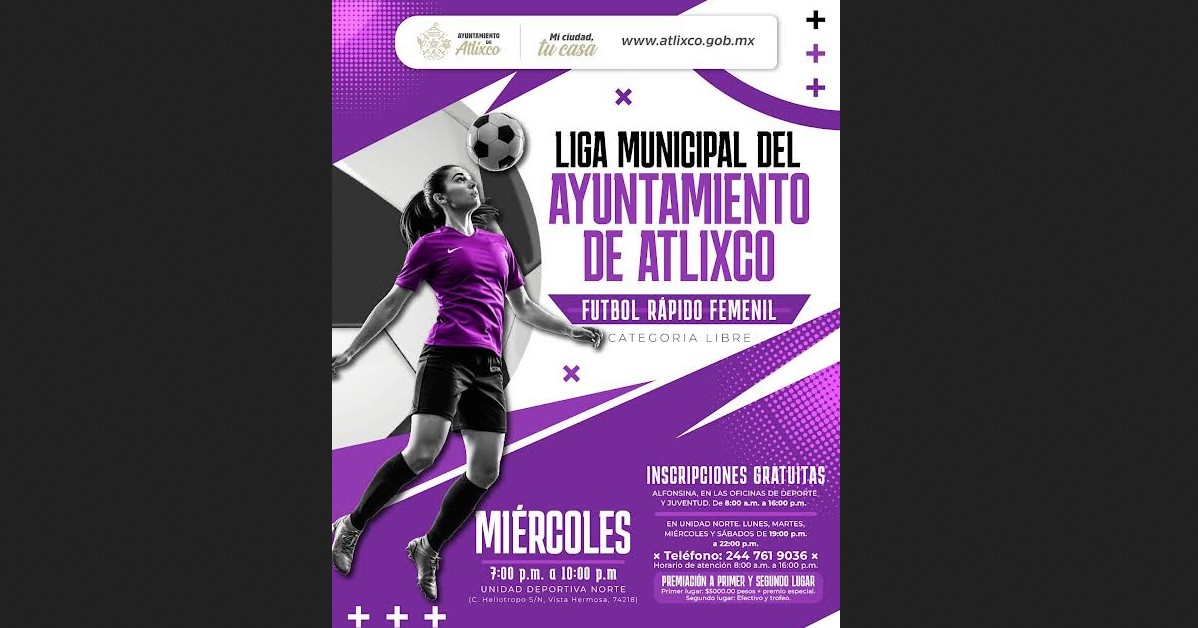Convocatoria oficial para las Ligas Municipales de Futbol Rápido en Atlixco