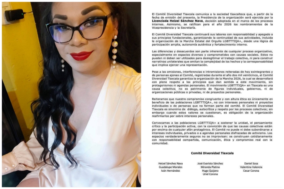 Nombra Comité Diversidad Tlaxcala a Heizel Sánchez Nava como dirigente
