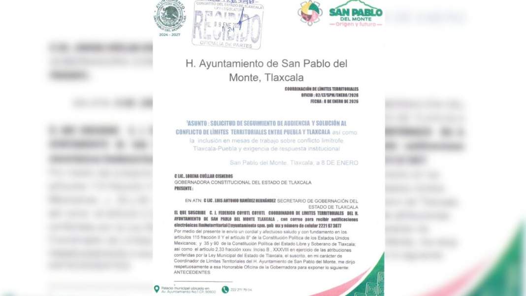 San Pablo del Monte exige a Tlaxcala resolver conflicto limítrofe con Puebla