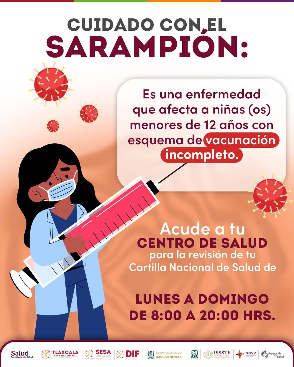 Salud en Tlaxcala refuerza prevención y vacunación contra el sarampión