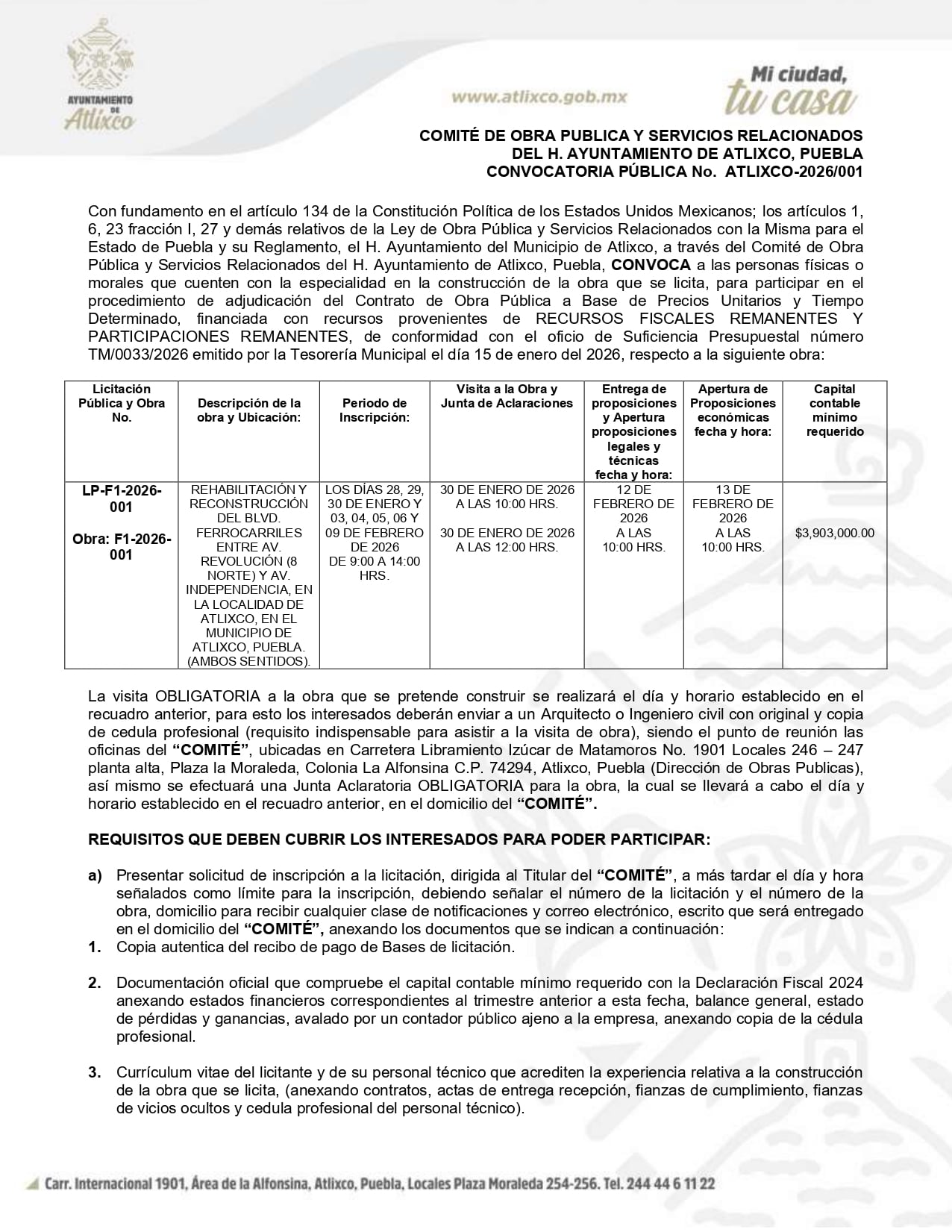 Página 1 convocatoria 28 enero 2026