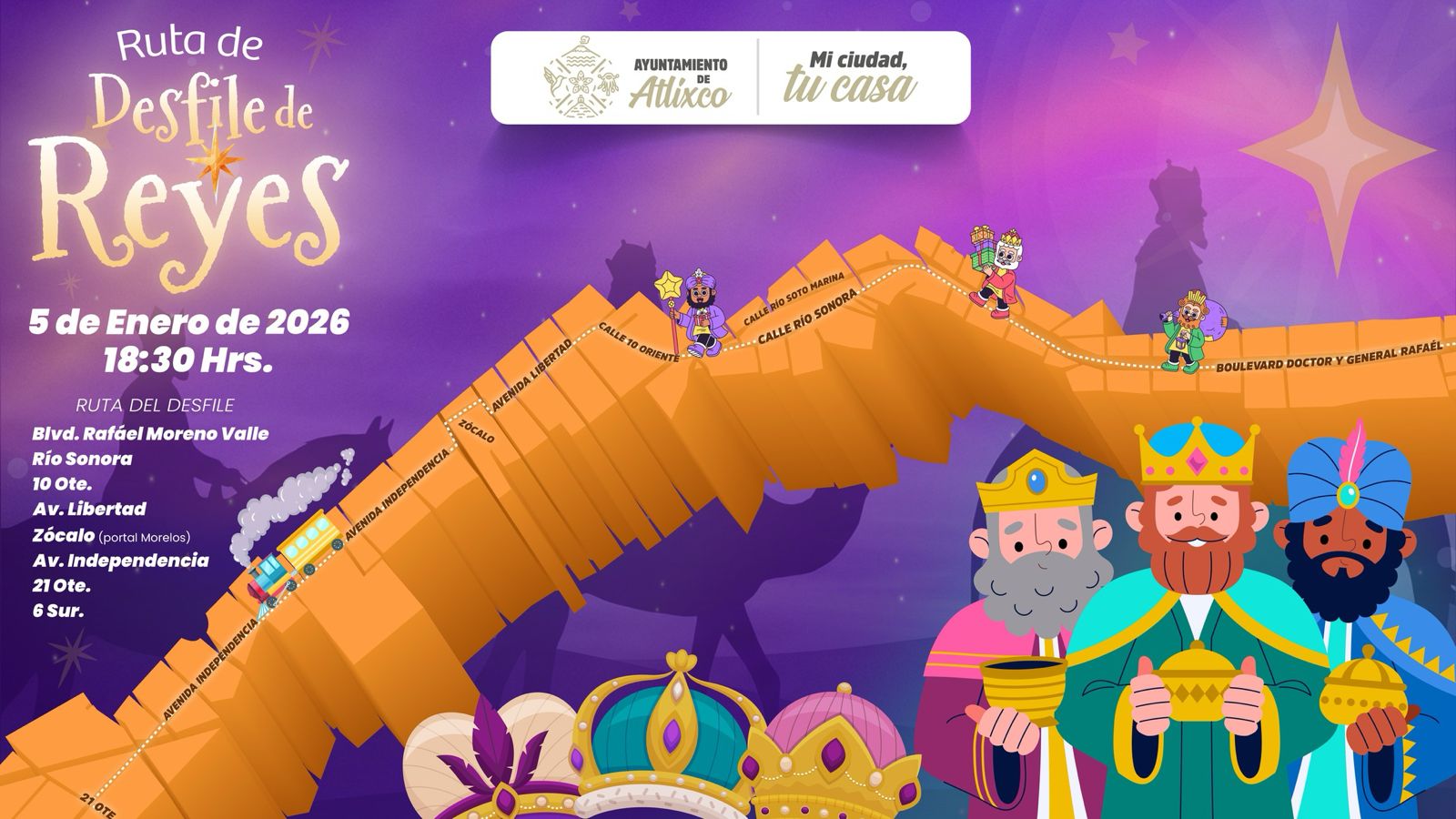 Atlixco se llena de magia con el tradicional Desfile de Reyes este 5 de enero