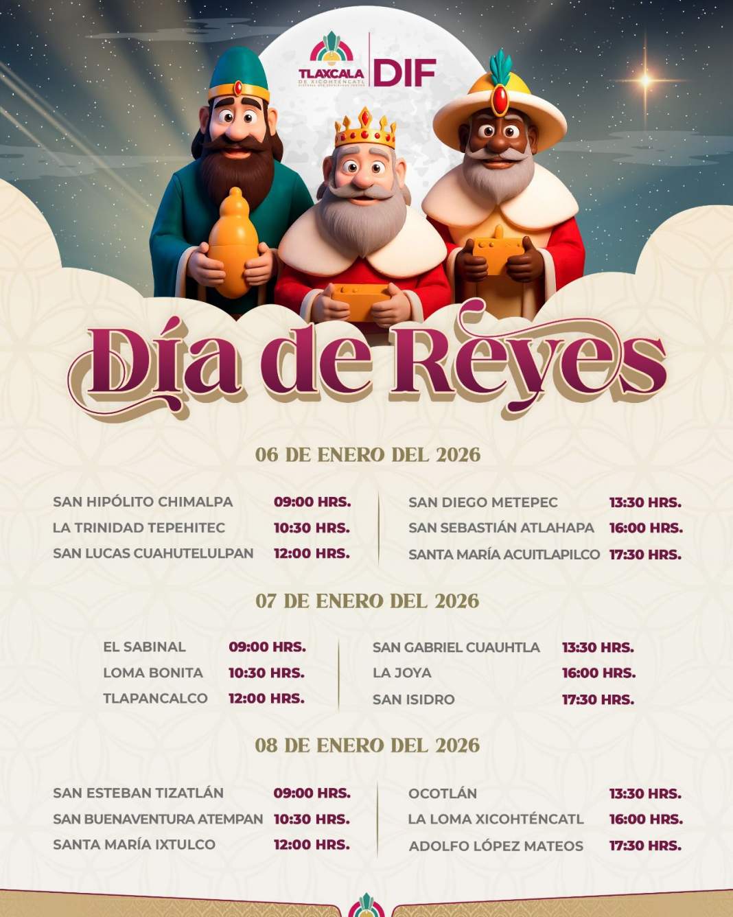 Reyes Magos llenarán de alegría Tlaxcala con festejos en colonias y comunidades