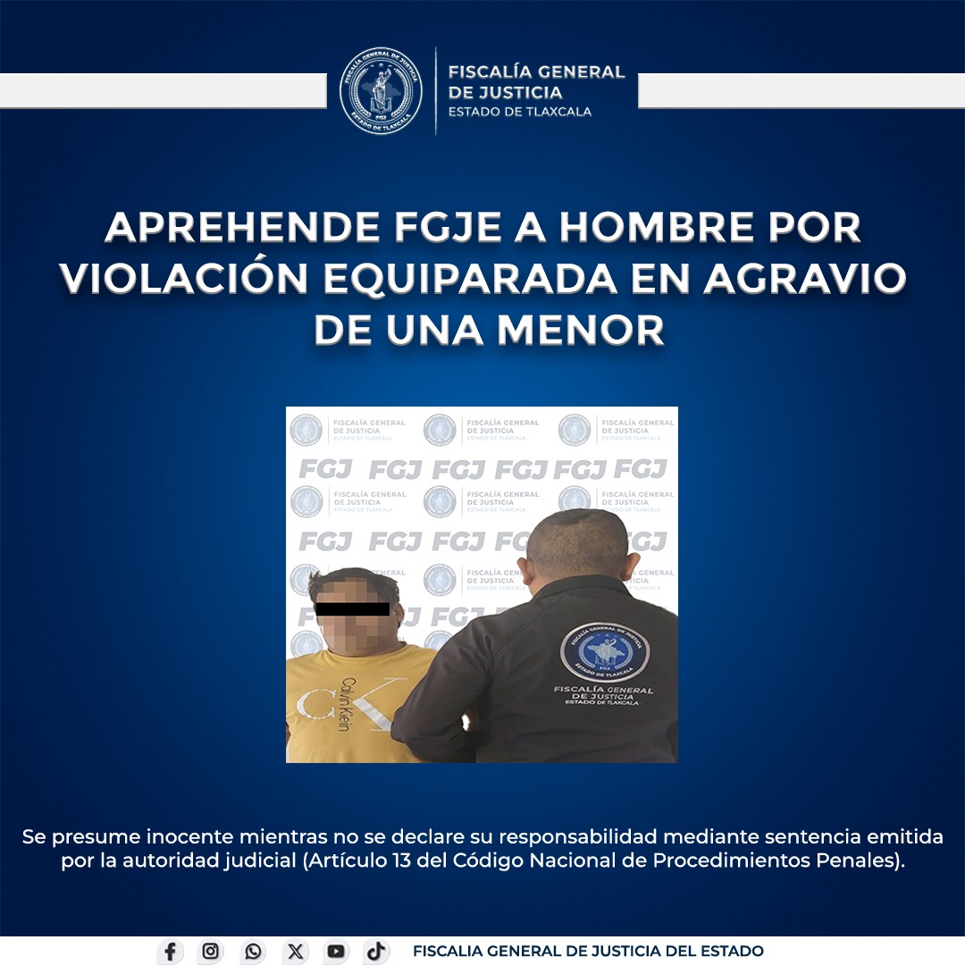 Detienen en Tlaxcala a presunto agresor sexual de menor tras investigación