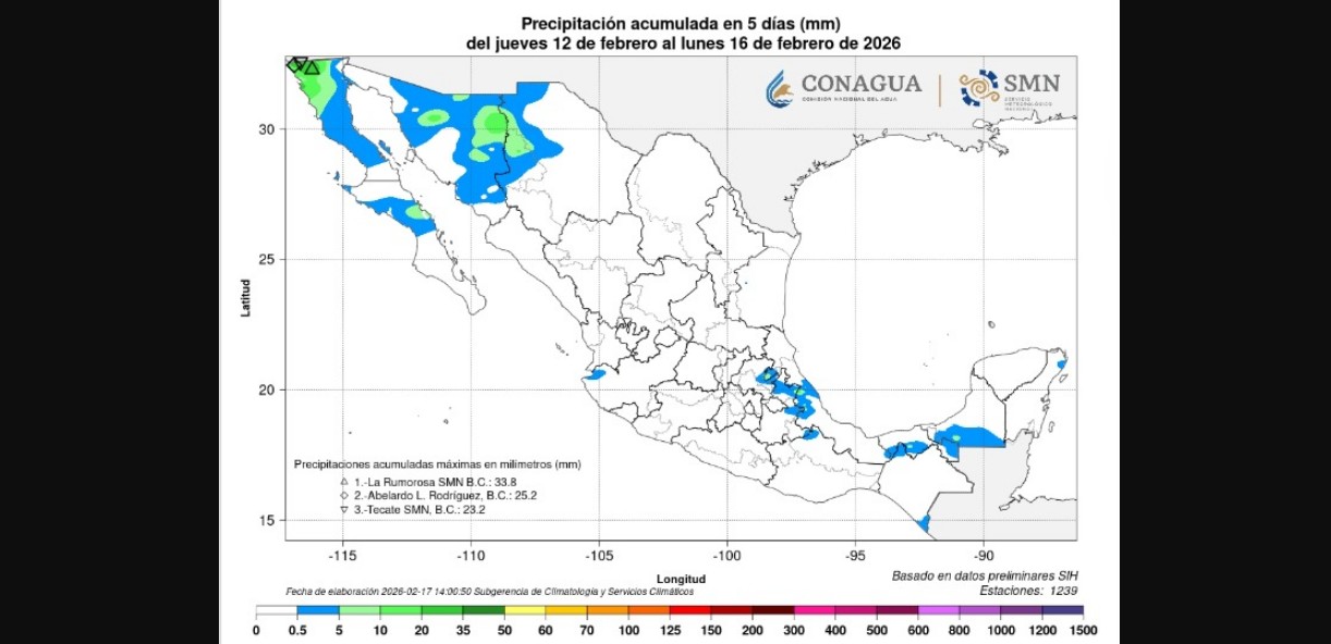 Lluvias intensas y vientos fuertes impactarán varias regiones