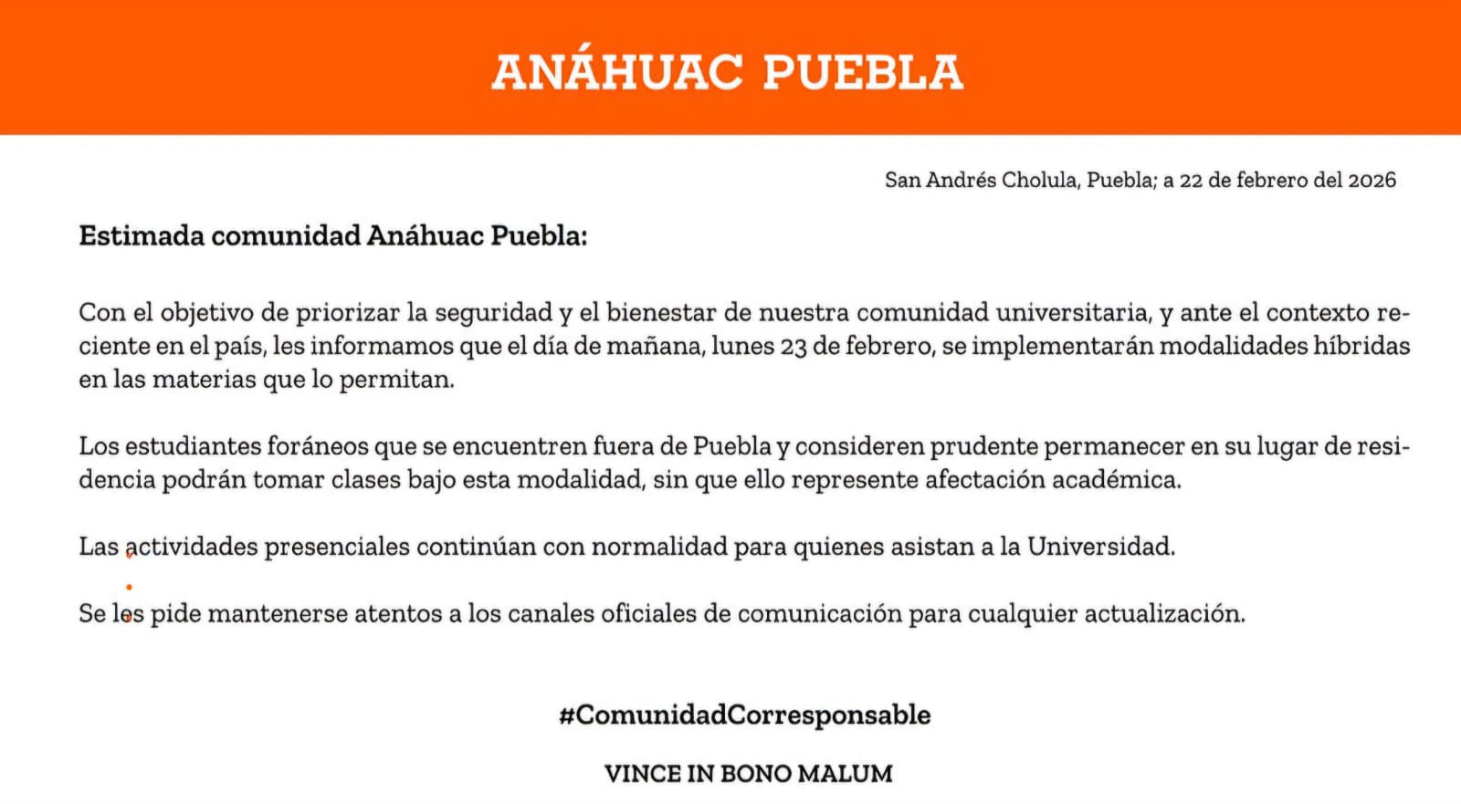 Universidades sanandreseñas modifican actividades presenciales por seguridad y clima