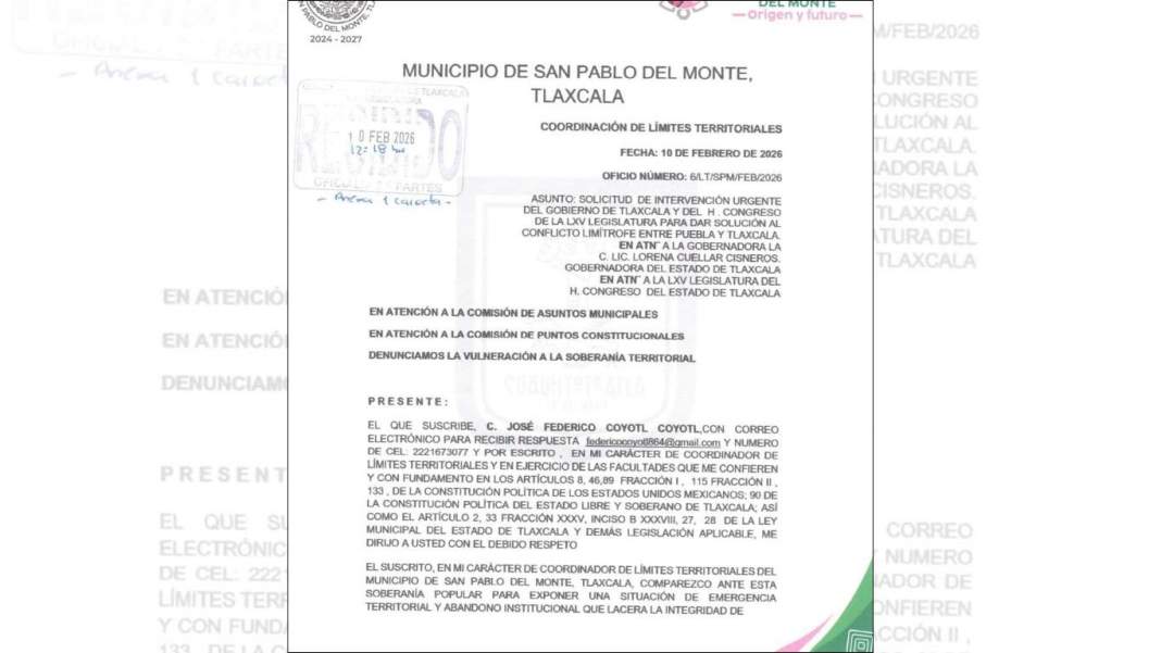 Tlaxcala exige cuentas por conflicto limítrofe con Puebla en San Pablo del Monte