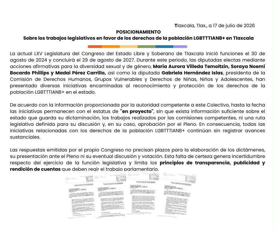 Denuncian rezago legislativo en Tlaxcala ante protección de derechos LGBTTIANB